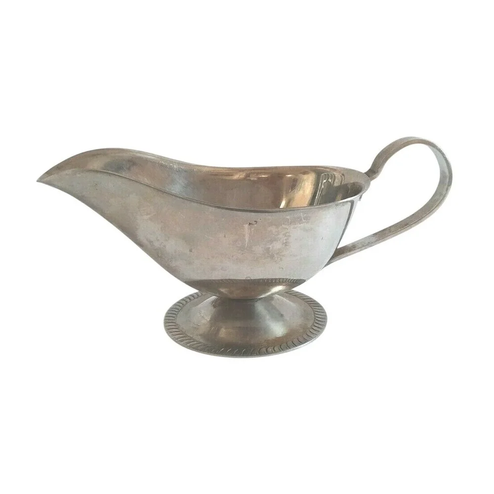Vintage 18-8 Stainless Steel Gravy Boat Japan Footed Sauce Server Gadroon Base